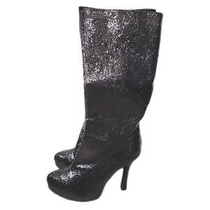 NWOB Women ELLIE Glitter Small Sequins Knee High Stilettos Heels SIZE 9